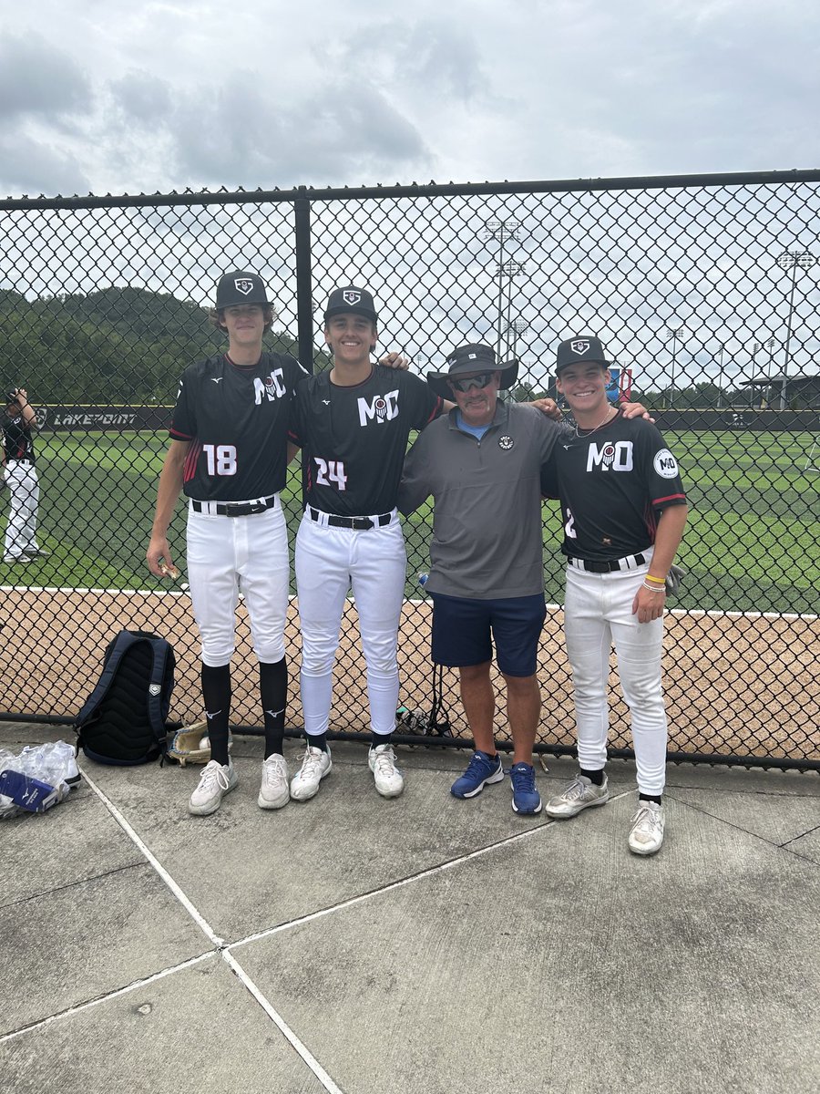 Dylan Curtis, Jake Brettschneider, Coach P, and Brady Tanner at the Futures game in Atlanta. #vikingbaseball