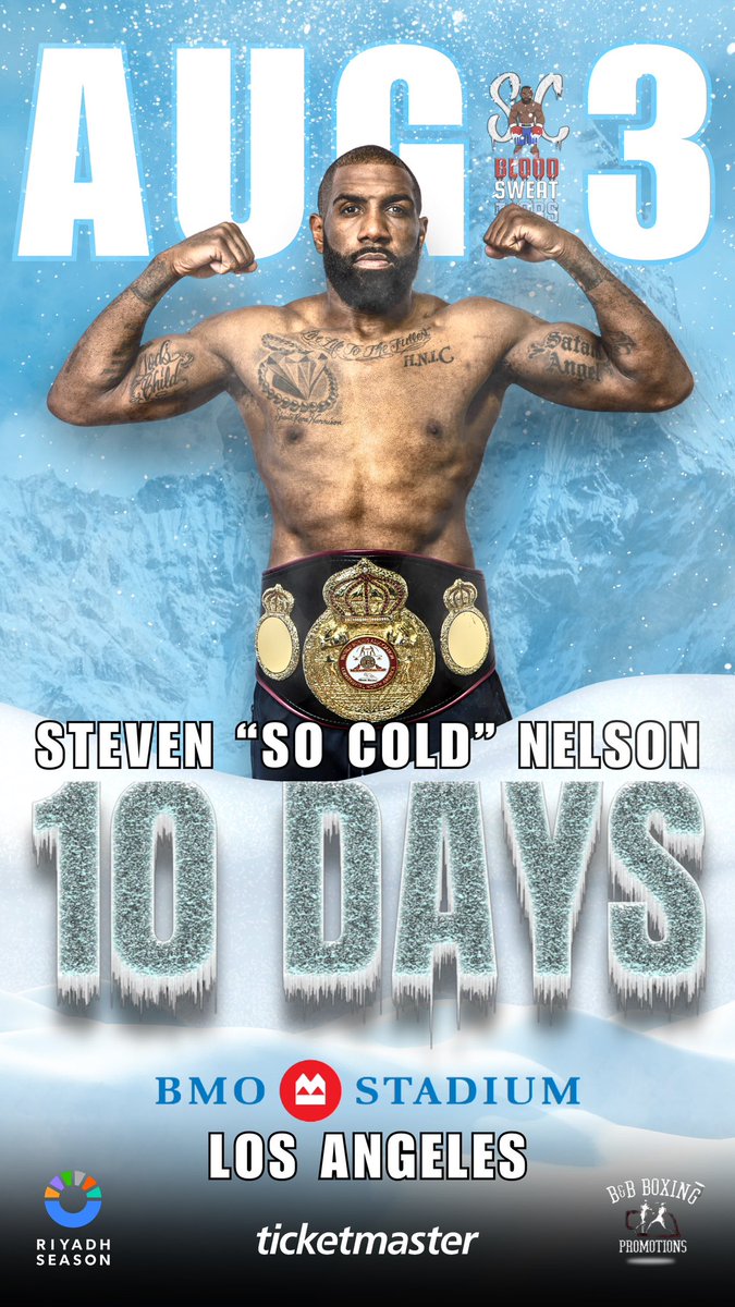 SoColdNelson's tweet photo. We’re almost there 🥶🥶🥶 #SoCold #SoColdBoxing #SoColdEverything #August3rd #LA #BMOStadium #RiyadhSeason #DAZN

📸: Matthew Bills https://t.co/kwSQ77I0My
