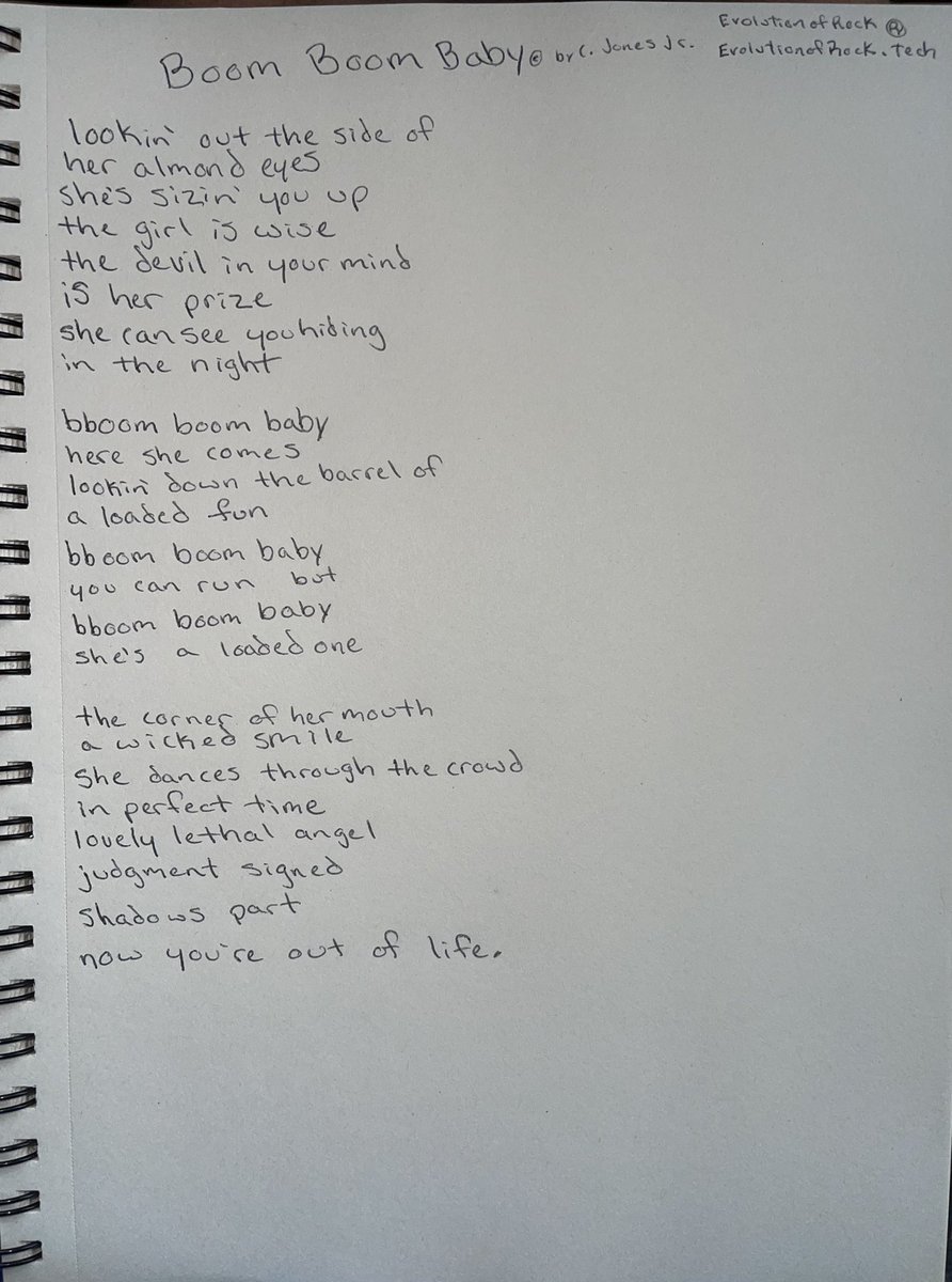 EvolutionOfRock's tweet photo. #poetry #songlyrics #songwriter #writerslift #musical #music #originalart #boomboombaby #evolutionofrock https://t.co/apnNTFgiDZ