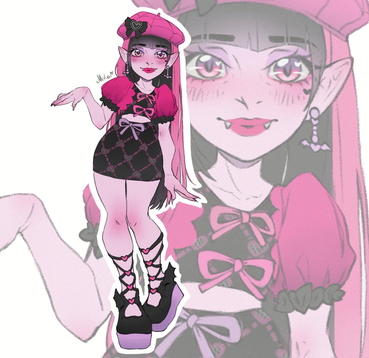I started this drawing months ago, and it has been waiting to be posted, finished, for a while. In this period I don't know why it's becoming complicated to even post honestly, but I still wanted to show her to you 💕
 🫶🏻
#monsterhigh #fanart #draculaura #draculaurag3