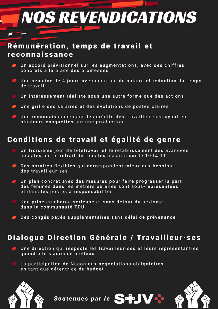 stjv_fr's tweet photo. ✊GRÈVE à @kylotonn_games : les travailleureuses disent stop à une direction générale irrespectueuse ! Nous relayons leurs revendications qui exigent du sérieux de la part du groupe @Nacon dans les Négociations Annuelles Obligatoires en cours. https://t.co/SEnjJJpyrD