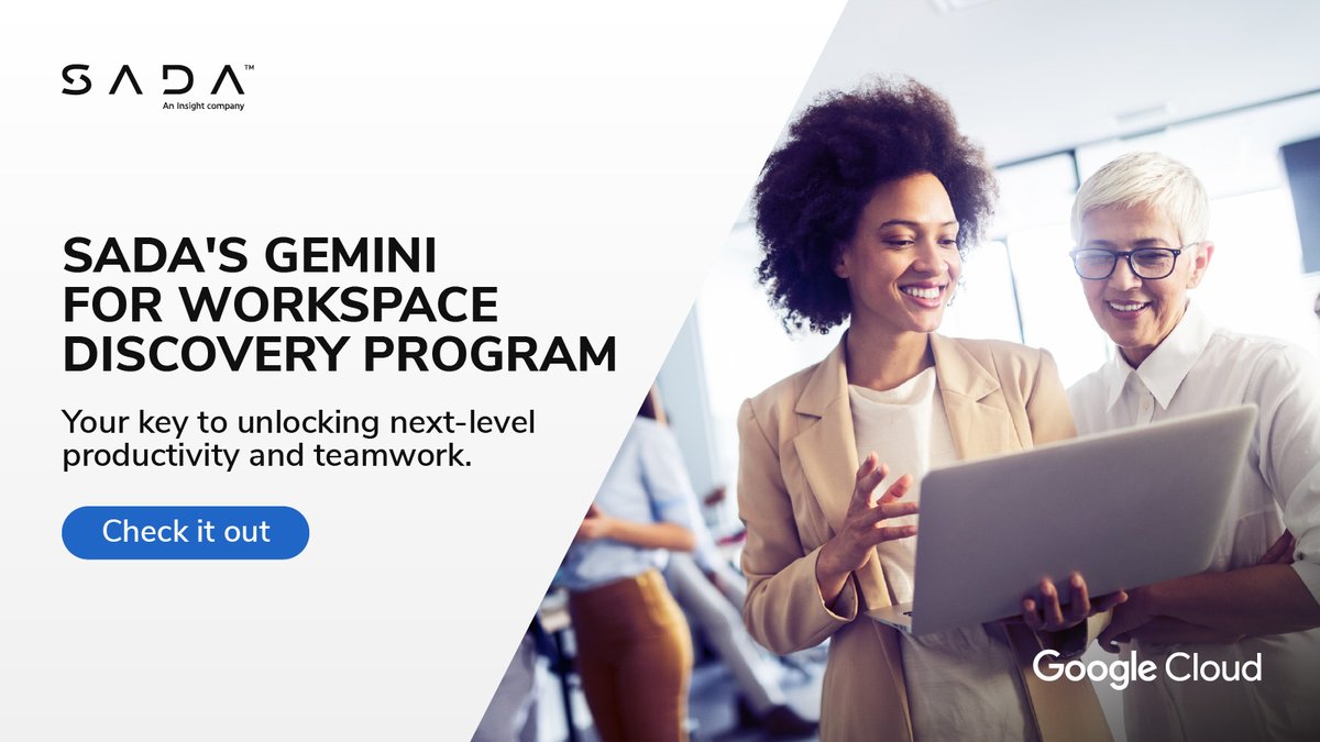 SADA's tweet image. Our Gemini for Workspace Discovery Program is your 🔑 to unlocking productivity & teamwork. Experience the magic of Gemini, & transform how you work! ✨CHECK IT OUT: info.sada.com/solutions/gemi…
#WorkspaceAutomation #GoogleWorkspaceTips #AIInnovation #GoogleCloudPartner #SADA