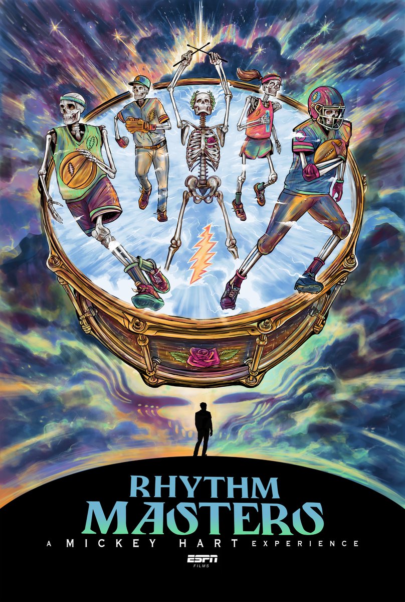ESPNPR's tweet photo. ESPN Films announces 'Rhythm Masters: A Mickey Hart Experience'

@GratefulDead &amp; @deadandcompany drummer @mickeyhart takes viewers on a sonic journey exploring rhythmic connection between music &amp; sports

🥁 Premieres Aug. 14 | 9p ET | ESPN, ESPN+

More: https://t.co/I9nMp6LXaI https://t.co/zjaGGNdx2Z