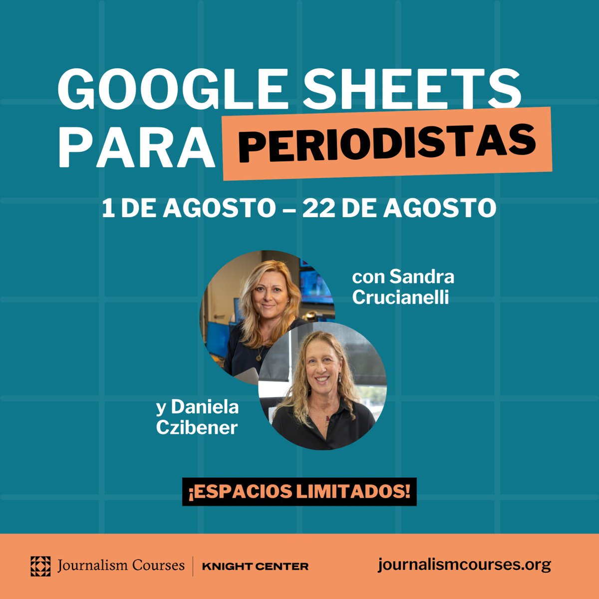 KnightCenterUT's tweet photo. Regístrate en las 4 sesiones del webinar series, Google Sheets para Periodistas, a solo $50 USD! 📢

✅ https://t.co/lIIUgoEPDa
#Webinar #GoogleSheets #Periodismo #JournalismCourses https://t.co/62g13u1GDP