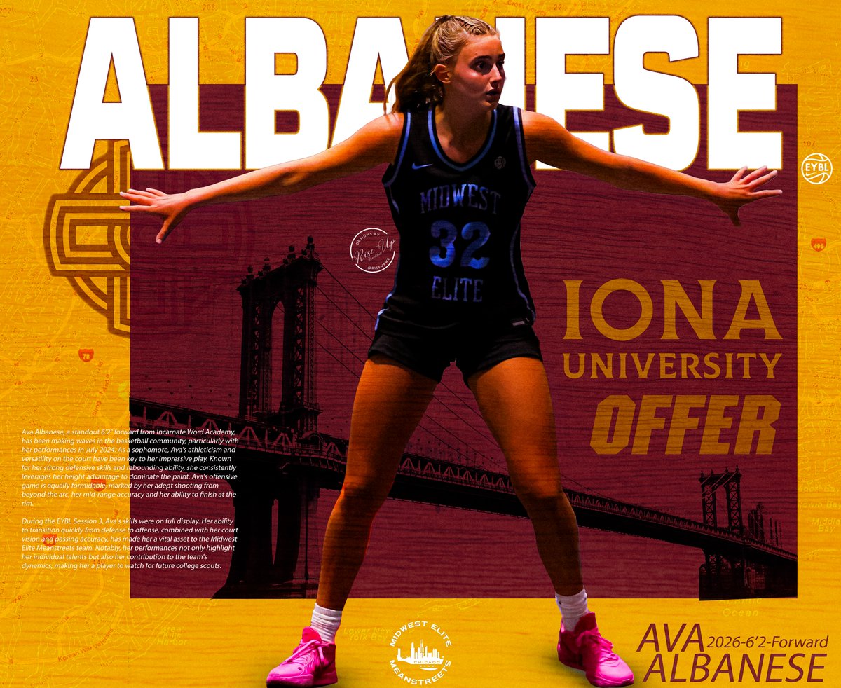 🌟 Big congrats to Ava Albanese (<a href="/avaalbanese21/">avaalbanese21</a>) on her scholarship offer from Iona University Women's Basketball (<a href="/IonaWBB/">Iona Women's Hoops</a>) with Coach Szumilo (<a href="/CoachAngSzumilo/">Coach Ang Szumilo</a>) leading the charge! 🏀

Your hard work and dedication on the court have truly paid off. Proud moment for the
