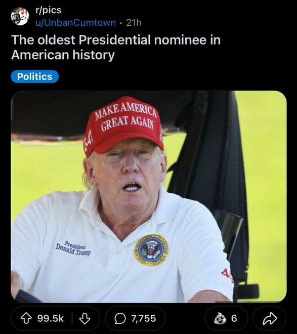 reddit_lies's tweet photo. A troll received nearly 100k upvotes on r/pics by posting Reddit slop.

When OP finally broke character and commented everyone who upvoted has TDS, Reddit deleted the comment and instantly banned him. https://t.co/sXdBMaB2Cv