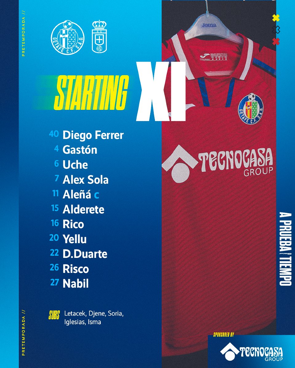 📋 𝐀𝐋𝐈𝐍𝐄𝐀𝐂𝐈𝐎́𝐍 | Este es nuestro 𝐗𝐈 𝐈𝐍𝐈𝐂𝐈𝐀𝐋 para medirnos al Real Oviedo.

#VamosGeta