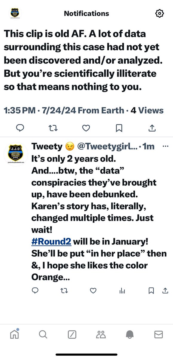 TweetyChick71's tweet photo. It’s laughable when, all she’s got is that I’m “scientifically illiterate”….😂😂😂😂

#Unfounded
#NoConspiracy
#ListenToTheTruthNotTheLies https://t.co/4zXzKoaKlT