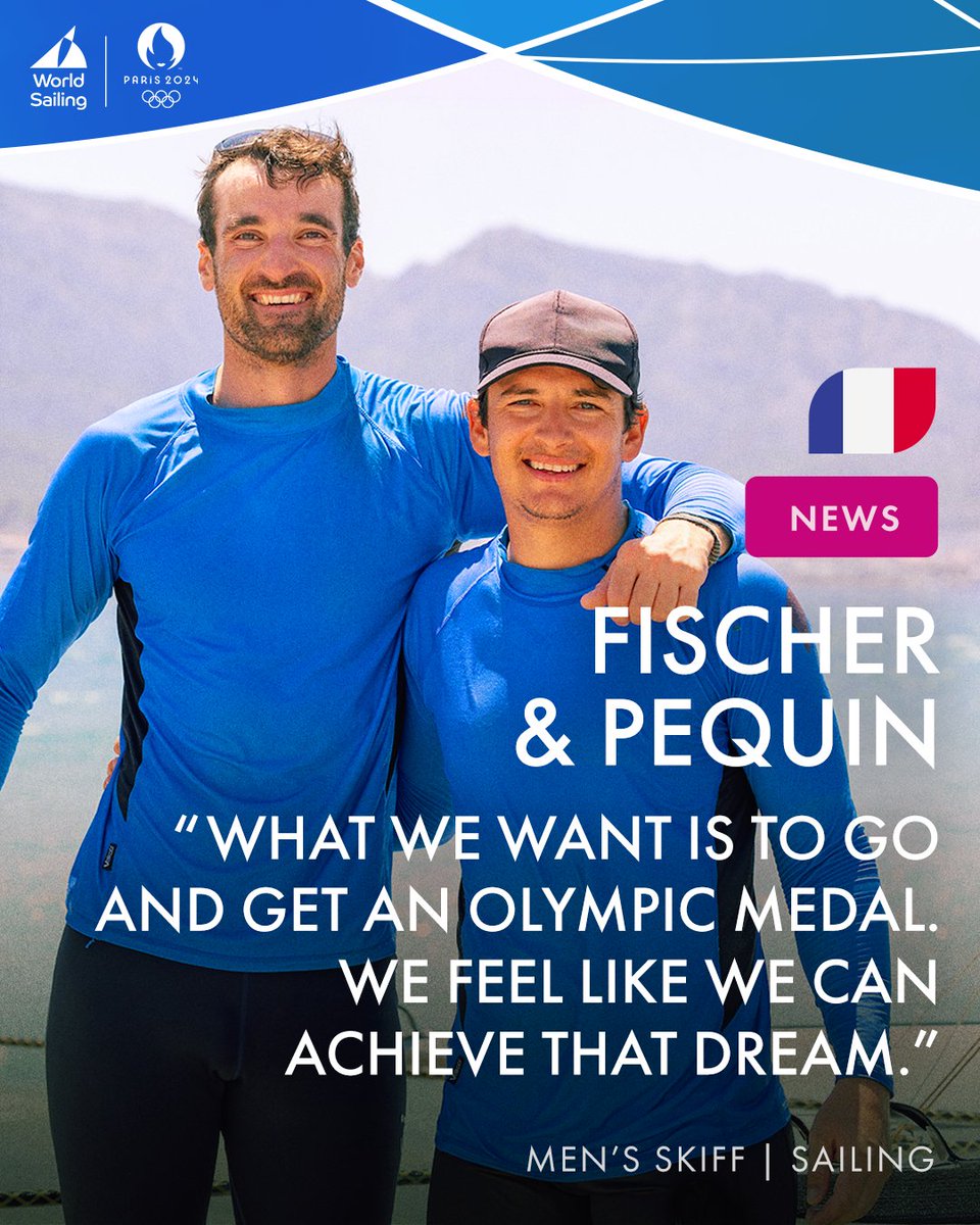 (1/2) The reigning 49er world champions will arrive in Marseille full of confidence as part of a French sailing team 💪

Link in the thread for their full story 🔗

#Paris2024Sailing #Paris2024 #Sailing #Olympics #MensSkiff