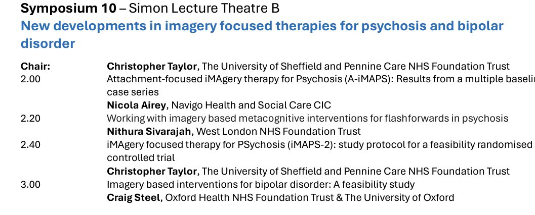 chrisdjtaylor's tweet photo. Thanks to Dr @nicola__airey, Dr @NithuraSC, Prof Craig Steel (not on Twitter @oxicpt) and everyone who came to our Symposium at the @babcp National Conference this afternoon https://t.co/aBsgfdAwwF