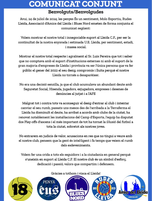 MoloEsportiu's tweet photo. Comunicat conjunt https://t.co/ST80G9QJPH