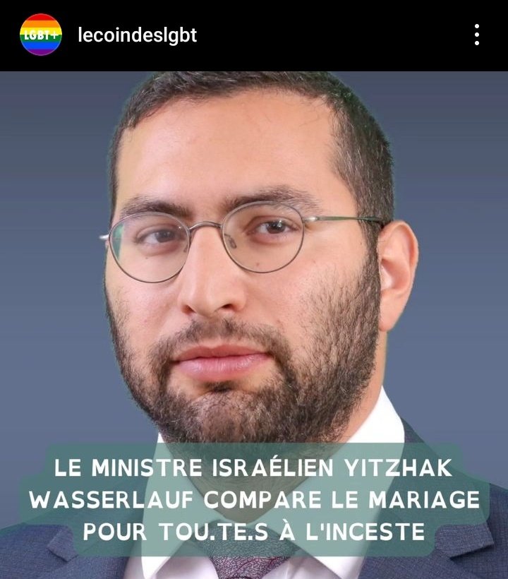 Le ministre israélien Yitzhak Wasserlauf compare le mariage pour tou-te-s à l'inceste 