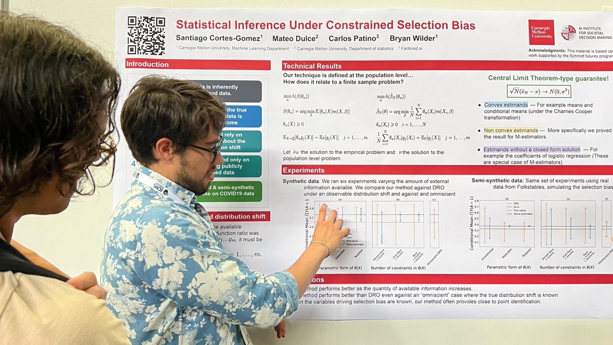 cmpatino_'s tweet image. Couldn't attend #ICML2024, but @sancortes_95 is in Vienna presenting our work about overcoming selection biases & distribution shifts. Great discussions and work ahead to improve machine learning for societal decision-making!
Link to the paper: openreview.net/forum?id=CiZN2…
