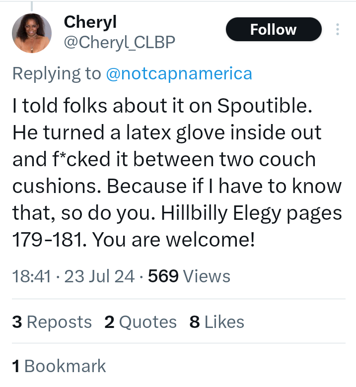 EAPoeEstNe19jan's tweet photo. @CarmenGranddau1 @LuciaPrincess8 #Humor 
There are #MasterPlumbers, #MasterCarpenters &amp; then #Masturbators like #JDVance. The senator from Ohio overshares how his couch helped regulate his sex drive.
#OutlawMaleMasturbation #ChildrenAreBeingKilled
#JDVanceKilled80MillionKids based on his #HillbillyElegy https://t.co/QCnaVitvhB