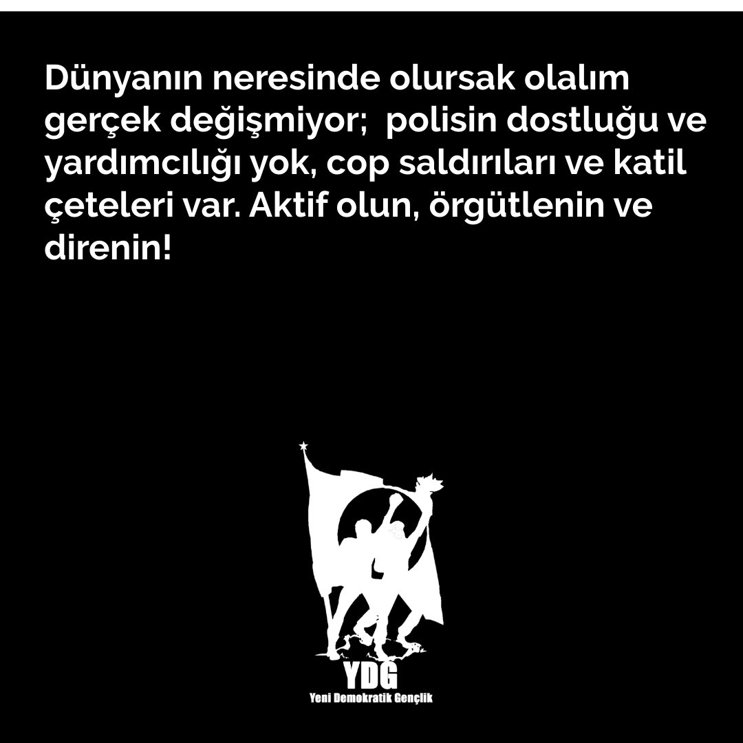 ydg_atik's tweet photo. Irkçı polis cinayeti
Dünyanın neresinde olursak olalım gerçek değişmiyor; polisin dostluğu ve yardımcılığı yok, cop saldırıları ve katil çeteleri var. Aktif olun, örgütlenin ve direnin!
#ydg #polizeigewalt #anntifa #antiimp #jugend #krieg #krise https://t.co/Hpz92XwjaV