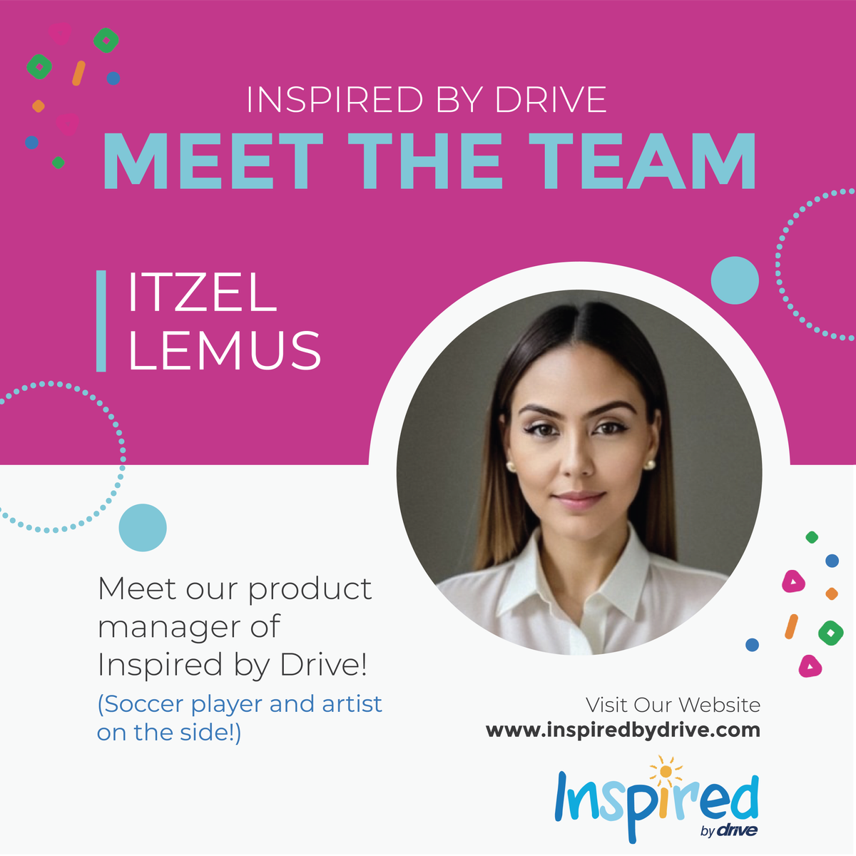 We're introducing the team behind Inspired by Drive's mission to improve pediatric rehabilitation! Next up: Product Manager Itzel Lemus #InspiredbyDrive hubs.ly/Q02HMLqD0
