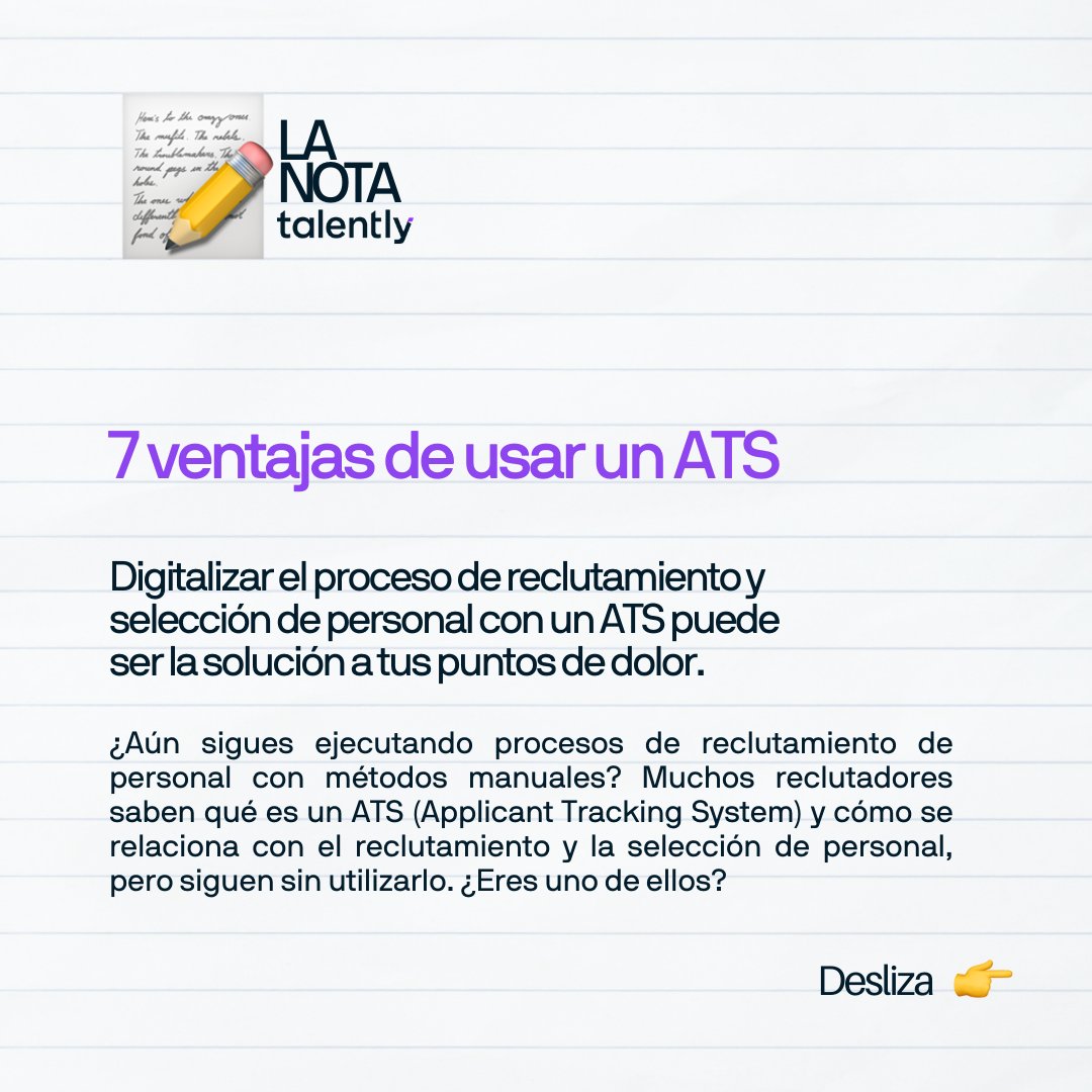 TalentlyTech's tweet image. 💜🤖 Empieza a reclutar usando herramientas digitales y ahorra mucho tiempo valioso en el proceso de selección...

#RRHH #ATS #Sourcing #recruitment