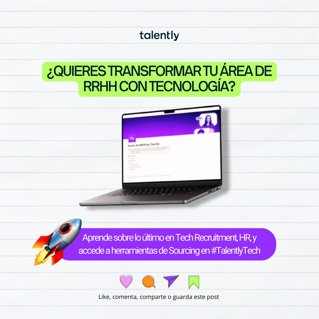 TalentlyTech's tweet image. 💜🤖 Empieza a reclutar usando herramientas digitales y ahorra mucho tiempo valioso en el proceso de selección...

#RRHH #ATS #Sourcing #recruitment