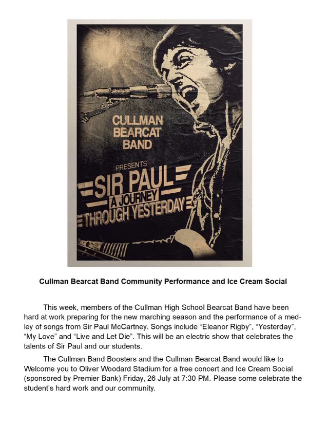 Cullman Band (@cullmanband) on Twitter photo Our Band Camp performance is this Friday night. Free admission! Everyone welcome! #cullmanband <a href="/CullmanCats/">Cullman High School</a> <a href="/LindaNBean/">Linda Bean</a> <a href="/cullmancityboe/">Cullman City Schools</a> <a href="/kkallhoff/">Kyle Kallhoff</a> Our Band Camp performance is this Friday night. Free admission! Everyone welcome! #cullmanband <a href="/CullmanCats/">Cullman High School</a> <a href="/LindaNBean/">Linda Bean</a> <a href="/cullmancityboe/">Cullman City Schools</a> <a href="/kkallhoff/">Kyle Kallhoff</a>