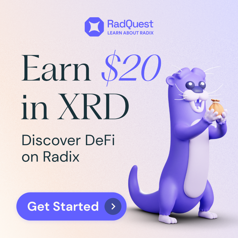 radixdlt's tweet photo. Earn $20 in XRD by joining RadQuest! 

See how Radix makes DeFi easy and accessible for anyone. 

Get started: https://t.co/WZZvIgXqE7