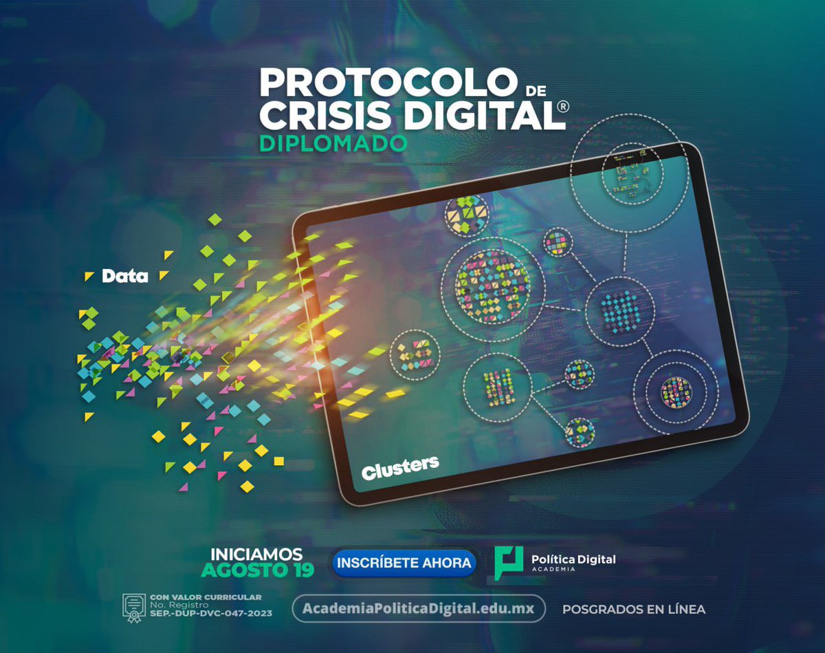 AcaPolDigital's tweet photo. En medio de una crisis, cada minuto cuenta. No solo se trata de controlar la narrativa. Necesitas método e inteligencia para tomar decisiones, mitigarla y aprender de ella. ¡Inscribirte Agosto 19 🔍 #Diplomado de Protocolo de Crisis Digital
📲¡Regístrate! https://t.co/6qVDzE11hS https://t.co/feZjFMze5V