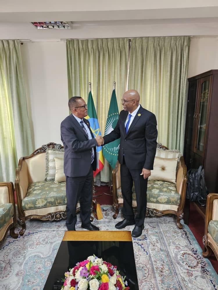 somalilandmfa's tweet photo. Today, the Ambassador of the Republic of Somaliland, H.E. Adam Geedi Qayad, officially presented his letter of credence to H.E. Melaku Badada, DG of Protocol Affairs at Ethiopia’s @mfaethiopia. This marks a significant milestone in Somaliland-Ethiopia relations. 
#Diplomacy https://t.co/bsJNeV0tS2