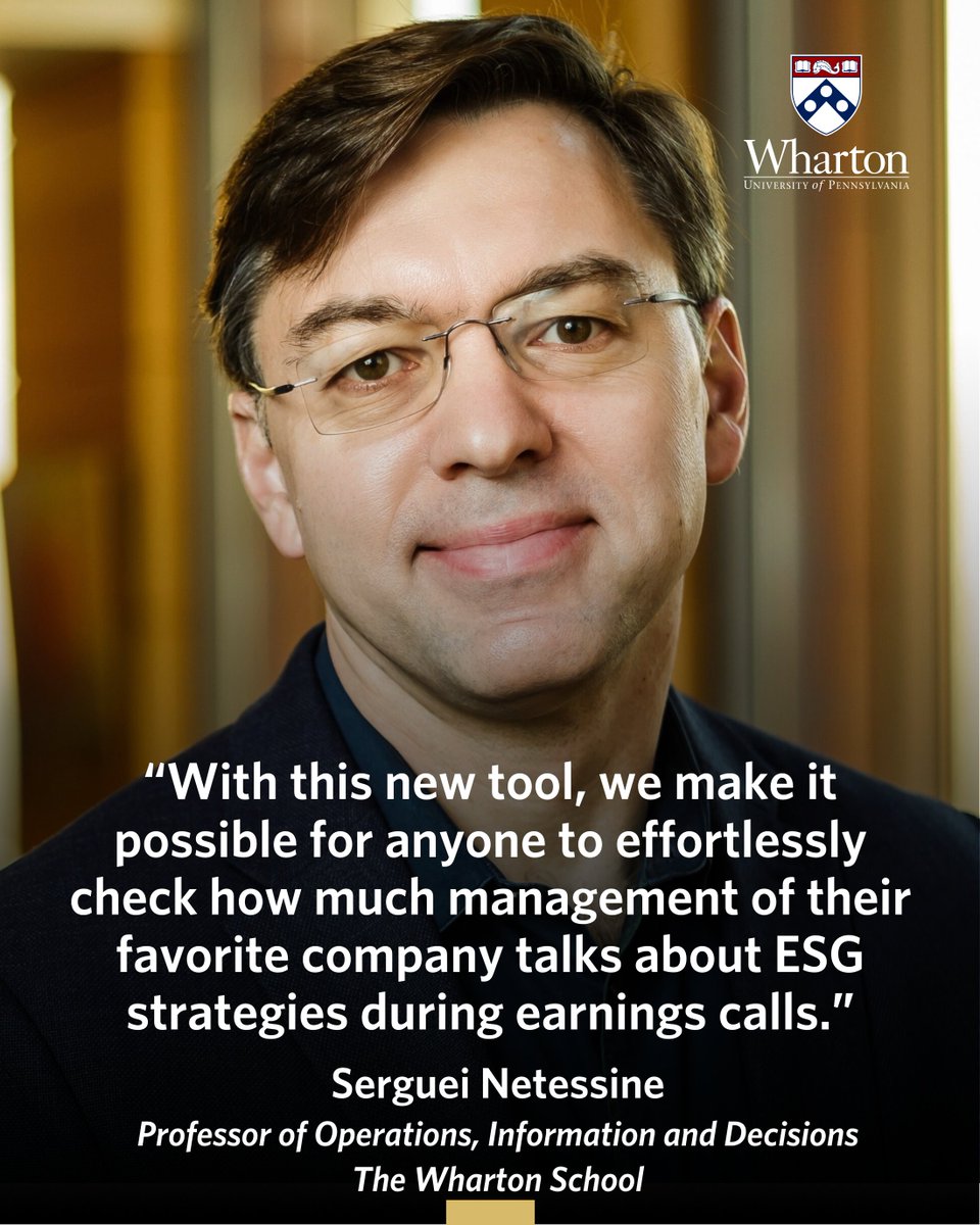 The ESG Initiative at the Wharton School (@whartonesg) on Twitter photo The ESG Emphasis Finder is a powerful web application to help researchers, executives, and investors gain insights into companies' ESG emphasis.
Explore research from <a href="/Wharton/">The Wharton School</a>'s <a href="/snetesin/">Serguei Netessine</a> & co-authors <a href="/yakovbart/">Yakov Bart</a>, <a href="/ashwinmalshe/">Ashwin Malshé अश्विन</a> & Sonam Singh: whr.tn/4da38SM
#WhartonESG The ESG Emphasis Finder is a powerful web application to help researchers, executives, and investors gain insights into companies' ESG emphasis.
Explore research from <a href="/Wharton/">The Wharton School</a>'s <a href="/snetesin/">Serguei Netessine</a> & co-authors <a href="/yakovbart/">Yakov Bart</a>, <a href="/ashwinmalshe/">Ashwin Malshé अश्विन</a> & Sonam Singh: whr.tn/4da38SM
#WhartonESG