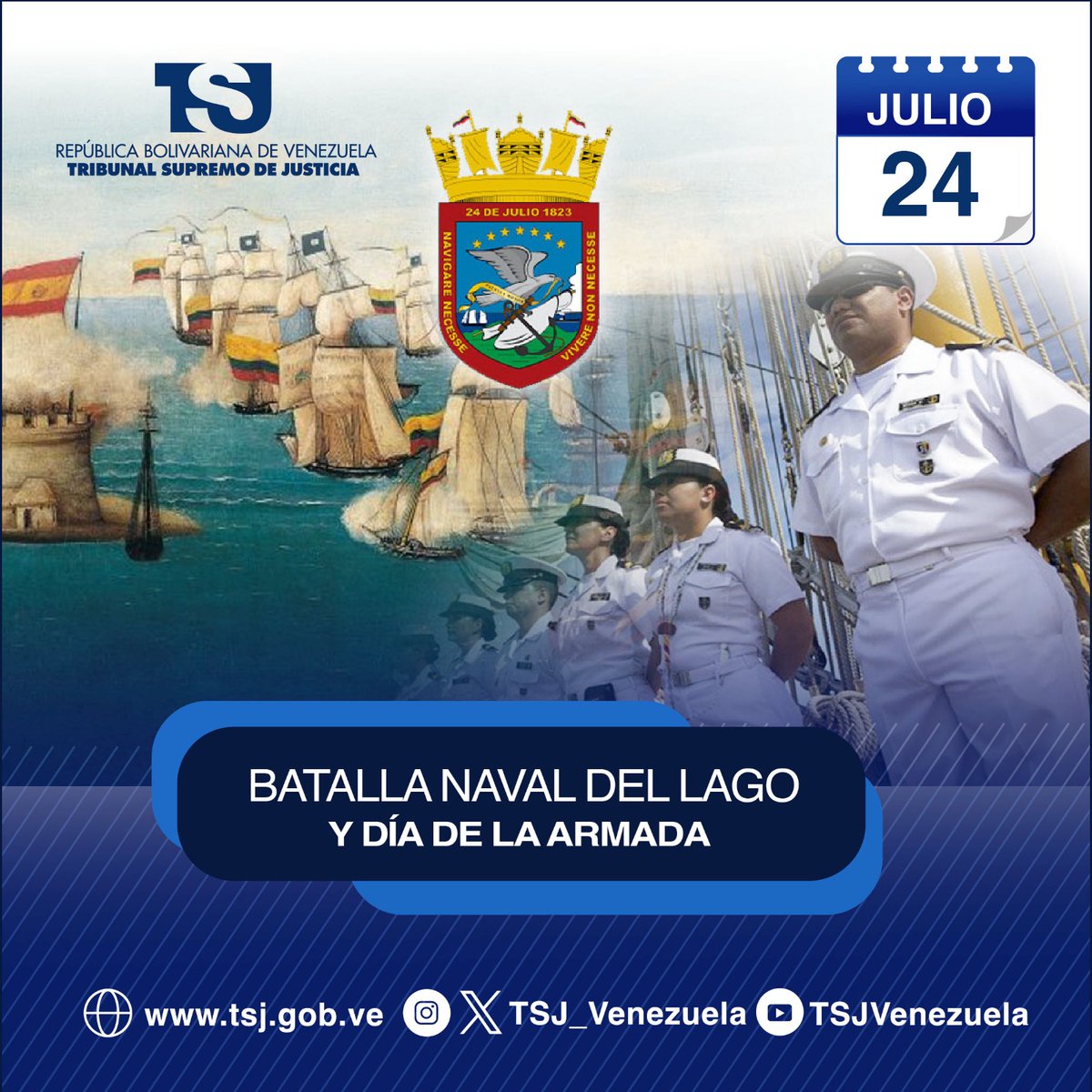 TSJ_Venezuela's tweet photo. El 24 de julio de 1823, se libró la Batalla Naval del Lago de Maracaibo, entre las escuadras del almirante colombiano José Padilla y las del comandante español Laborde, quien tras un intenso combate y ante la valentía de los patriotas criollos, tuvo que capitular y retirarse. https://t.co/hH5KzvLwcb
