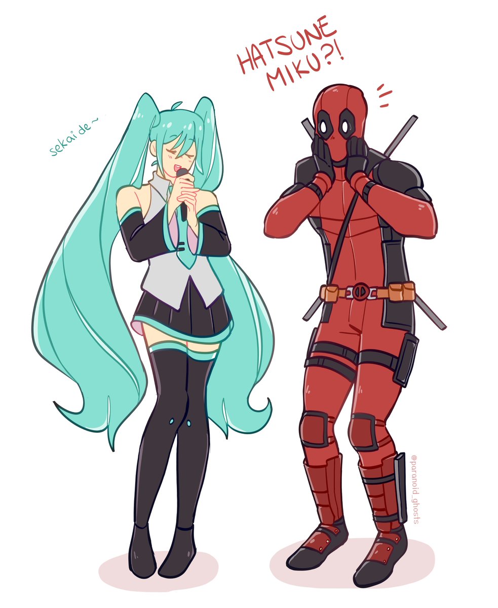 paranoid_ghosts's tweet photo. now that vocaloids are canon in the MCU i think that deadpool would be miku's number 1 fan https://t.co/ctjGeUNcSw