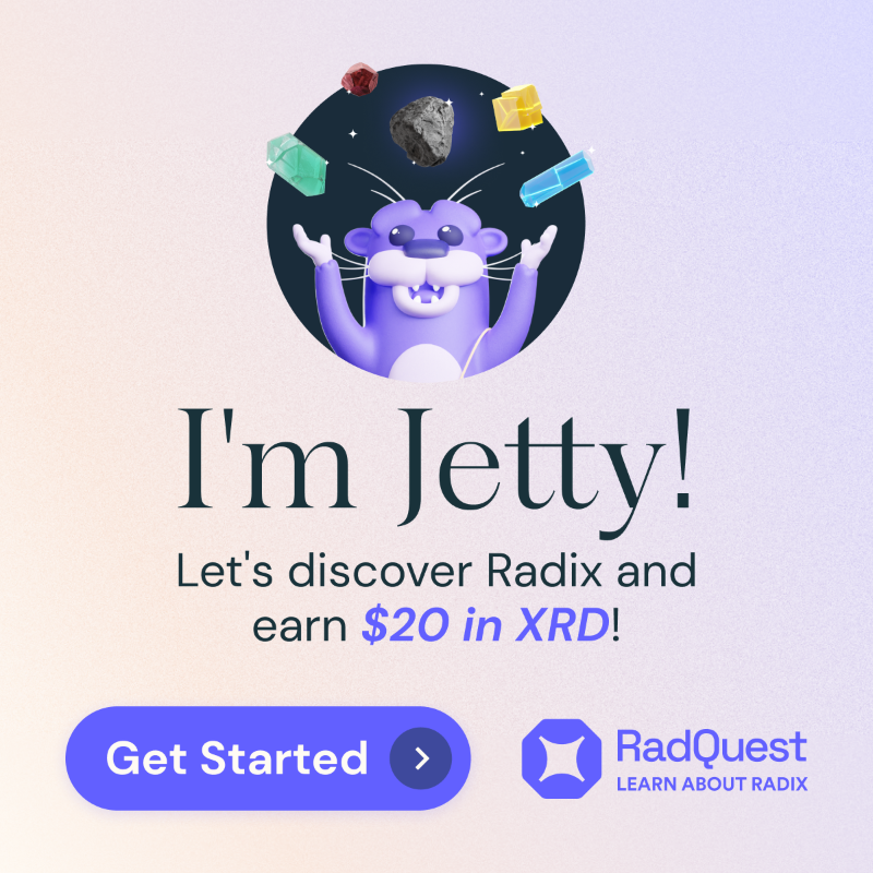 radixdlt's tweet photo. Ready for a safer and smoother Web3 experience? 

Earn $20 in XRD with RadQuest and see why Radix is the future of DeFi. 

Start exploring: https://t.co/KYvwRFpt3g