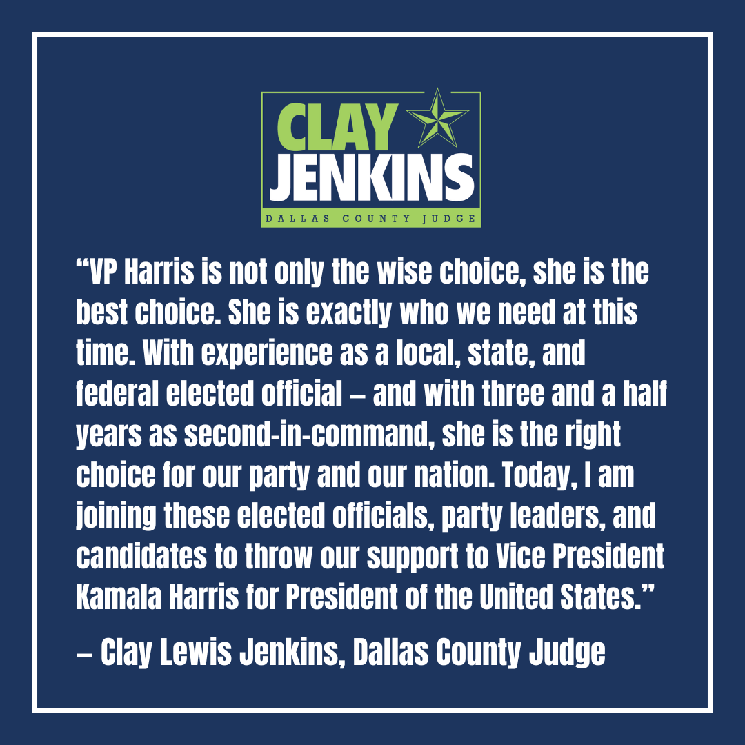 JudgeClayJ's tweet image. On Monday, I was proud to join over 40 elected leaders and candidates from DFW to endorse VP Harris for President.

I thank President Biden for his service &amp;amp; for leading with integrity and commitment that restored our faith in our democracy and the promise of the American dream.