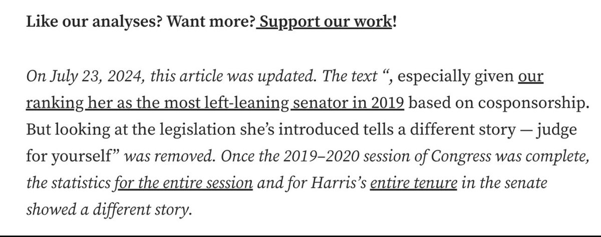 It’s not just Axios. Now GovTrack went back and erased Kamala’s ranking as the most liberal United States Senator. 

The cover up is on!