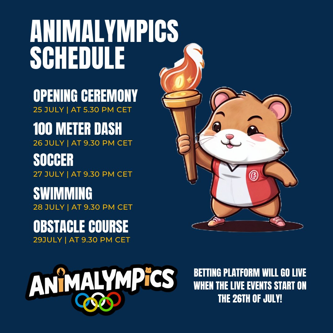 Live streamed Olympic events with real animals coming soon! Check out our schedule.

$ANIMAL #OLYMPICS #Paris2024