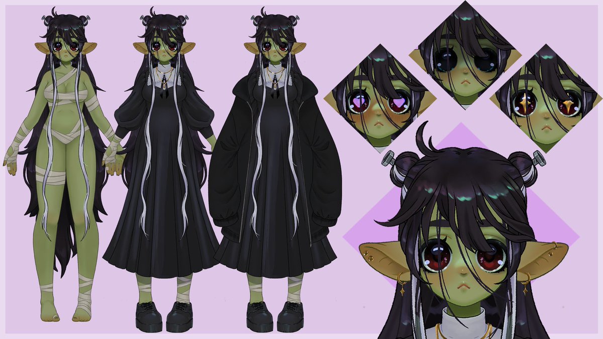 So this is what I’ve been working on… learning to draw and rig vtuber models!! I made this one for my own personal use🖤 commissions for art will be opening very soon 👀