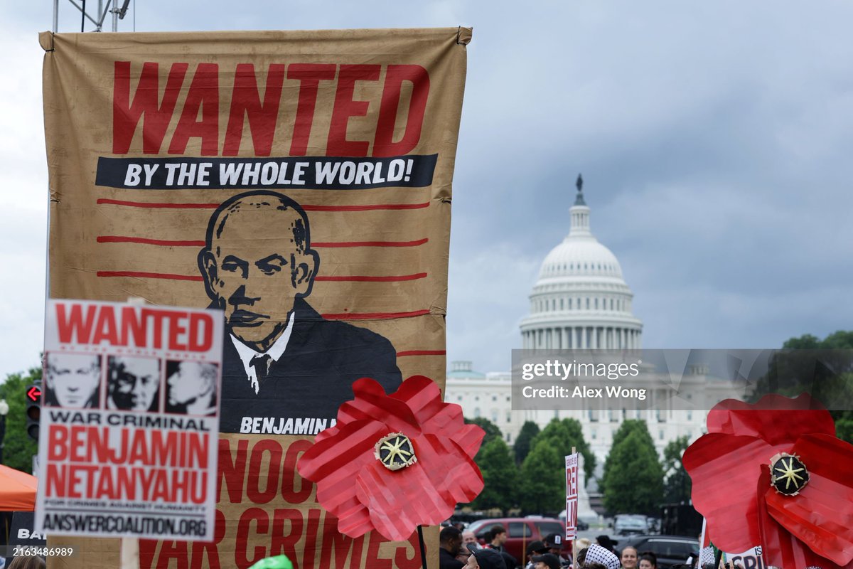 Getty Images News (@gettyimagesnews) on Twitter photo Israeli Prime Minister Benjamin Netanyahu addresses the U.S. Congress as Rep. Rashida Tlaib of Michigan holds up a sign in protest; a large crowd near the Capitol demonstrates against Netanyahu's visit.
📸: <a href="/sullyfoto/">Justin Sullivan</a>, <a href="/AnnaMoneymaker/">Anna Moneymaker</a>, <a href="/mikeamccoyphoto/">Mike McCoy</a>, <a href="/alexwongcw/">Alex Wong</a> Israeli Prime Minister Benjamin Netanyahu addresses the U.S. Congress as Rep. Rashida Tlaib of Michigan holds up a sign in protest; a large crowd near the Capitol demonstrates against Netanyahu's visit.
📸: <a href="/sullyfoto/">Justin Sullivan</a>, <a href="/AnnaMoneymaker/">Anna Moneymaker</a>, <a href="/mikeamccoyphoto/">Mike McCoy</a>, <a href="/alexwongcw/">Alex Wong</a>