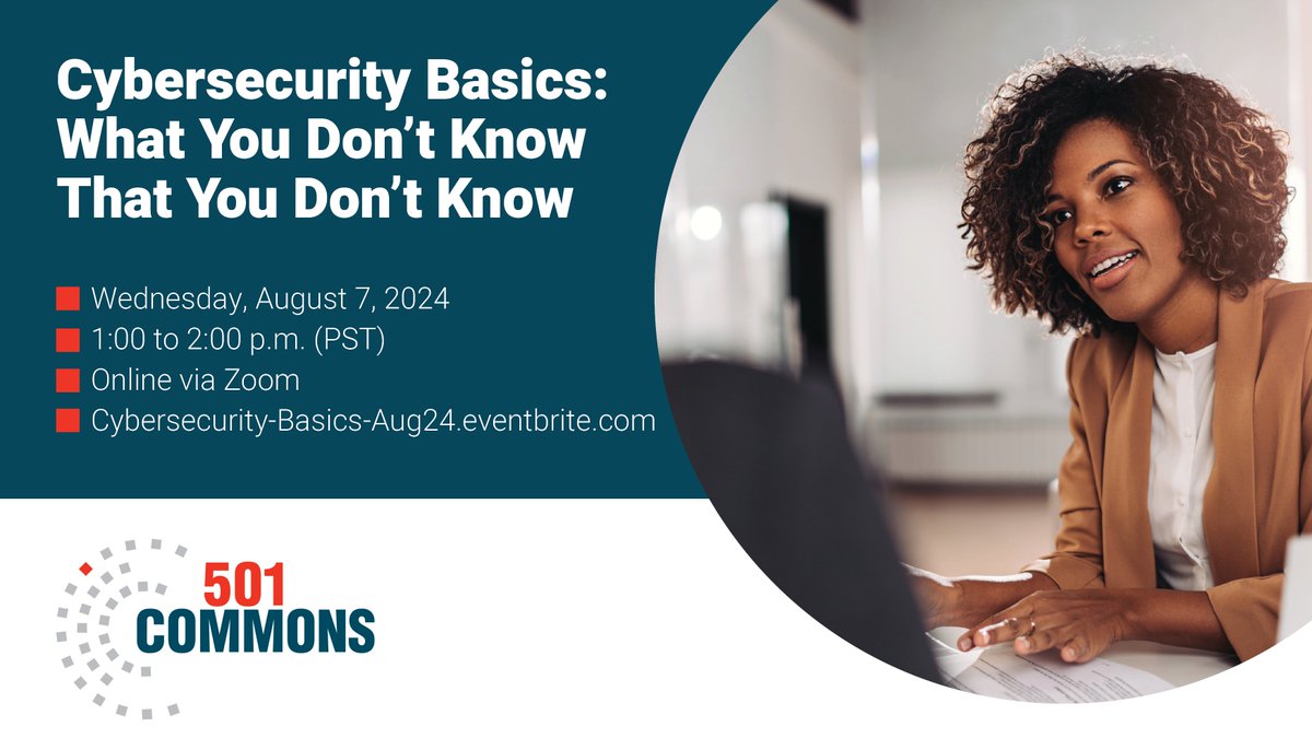 501Commons's tweet photo. Did you know that nonprofits are the second most targeted sector by cybercriminals? Join us for an info-packed presentation on Wednesday, Aug. 7 (1:00 to 2:00 p.m. PST) by cybersecurity expert Ron Watters of @CISAgov &amp; @DHSgov.

#nonprofits #cybersecurity

https://t.co/MASoEKtTmh https://t.co/AFU37i0ukm