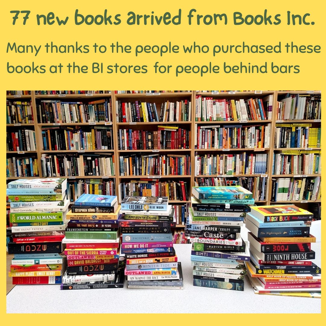 Prisoners Lit Proj (@prisonerlitproj) on Twitter photo Feast your eyes on this array of books purchased at the PLP physical displays at <a href="/BooksIncStores/">Books Inc. 📚🌉</a> in Palo Alto, Berkeley and San Leandro. These authors/topics are frequently requested & will fly off the PLP shelves into packages being sent across the U.S. to incarcerated readers. Feast your eyes on this array of books purchased at the PLP physical displays at <a href="/BooksIncStores/">Books Inc. 📚🌉</a> in Palo Alto, Berkeley and San Leandro. These authors/topics are frequently requested & will fly off the PLP shelves into packages being sent across the U.S. to incarcerated readers.