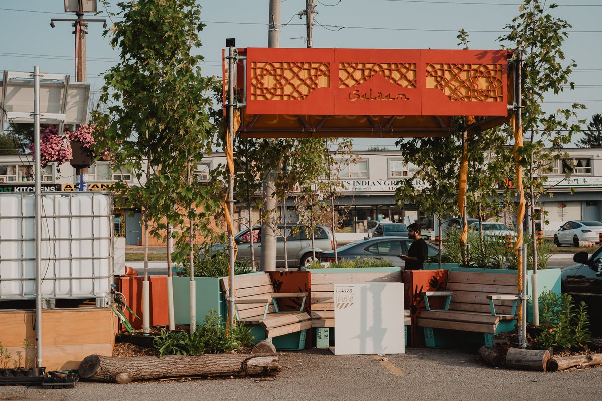 This year, we were thrilled to collaborate with <a href="/Muslimsinpublic/">Muslims in Public Space—MiPs</a> &amp; <a href="/bynoorkhan/">Noor Khan</a> to create these beautiful shade pergolas complete with custom signage (cut by <a href="/WexfordBIA/">Wexford Heights BIA</a>  locals <a href="/acwaterjet/">acwaterjet</a> !)