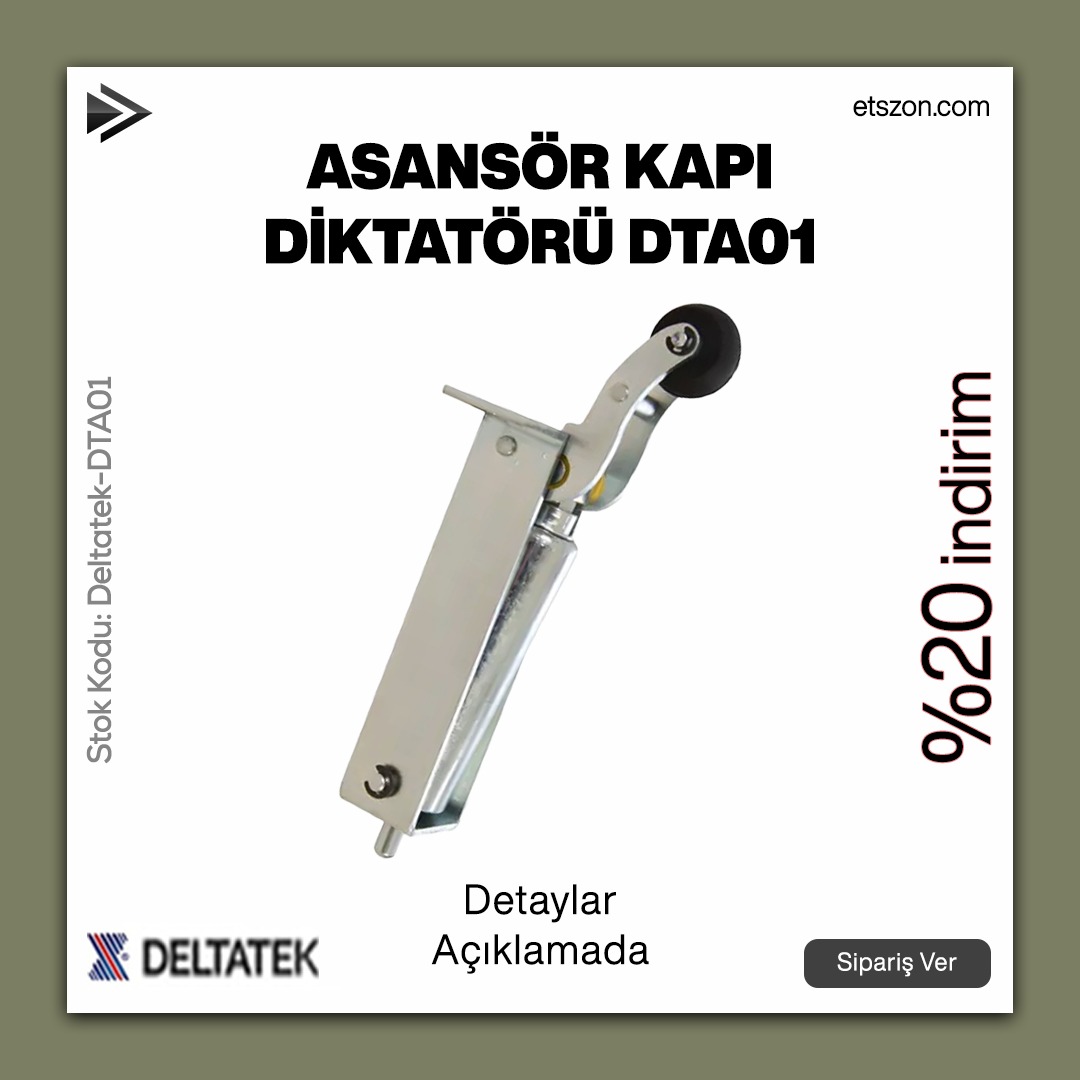 etszoncom's tweet photo. Deltatek Asansör Kapı Diktatörü DTA01, Etszon'da satışta!
#deltatek #dta01 #asansör #etszon #lift #elevator #asansöryedekparça #asansörsatış #binayönetimi #siteyönetimi #asansörkapı #asansörmalzeme #asansörkapıAmortisörü #asansörkapıdiktatörü #etszon #etszoncom #yapımarket https://t.co/G1sNZVRKzj