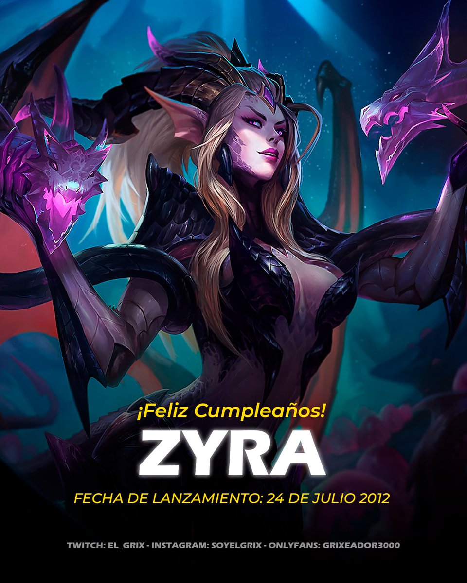SoyElGrix's tweet photo. 🌿🌺 ¡Feliz aniversario, Zyra! 🎉 Desde el 24 de julio de 2012, la Dama de Espinas ha hecho florecer la Grieta del Invocador con su feroz naturaleza. 🌸🌿

#LeagueOfLegends #Zyra #AniversarioZyra #DamaDeEspinas #LOL #Gaming https://t.co/LvA8ejj3Cg