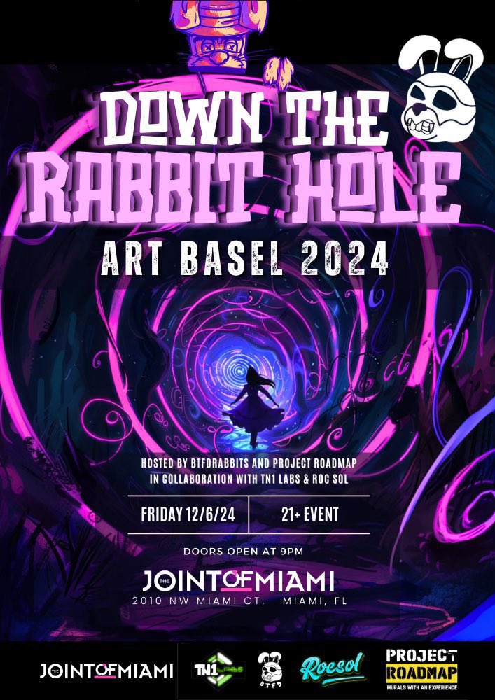 CheebaPet's tweet image. Join us in December at @ArtBasel and the @BTFDRabbits for their rabbit hole party on December 6th! This will be one to remember! So if you’re in the Miami area pick up a rabbit for free entry at the Joint of Miami! #TN1 x #CheebaPet