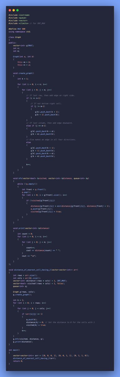 gincode18's tweet image. 🚀 Day 37 of #100DaysOfCode!

🍊 Solved tricky graph problems:
🔄 Handled the Rotten Oranges problem.
📏 Calculated Distance of Nearest Cell Having 1.

Enjoying these challenging problems! 💪 #coding #DSA #developerjourney