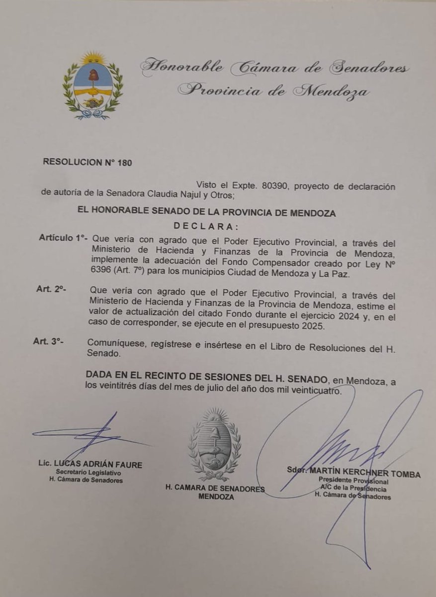 El Senado de Mendoza acompaña el pedido de la <a href="/ciudaddemendoza/">Ciudad de Mendoza</a> por la actualización del Fondo Compensador.
Este es un reclamo legítimo de los vecinos y visitantes de la Ciudad. No es un reclamo en contra de nadie.