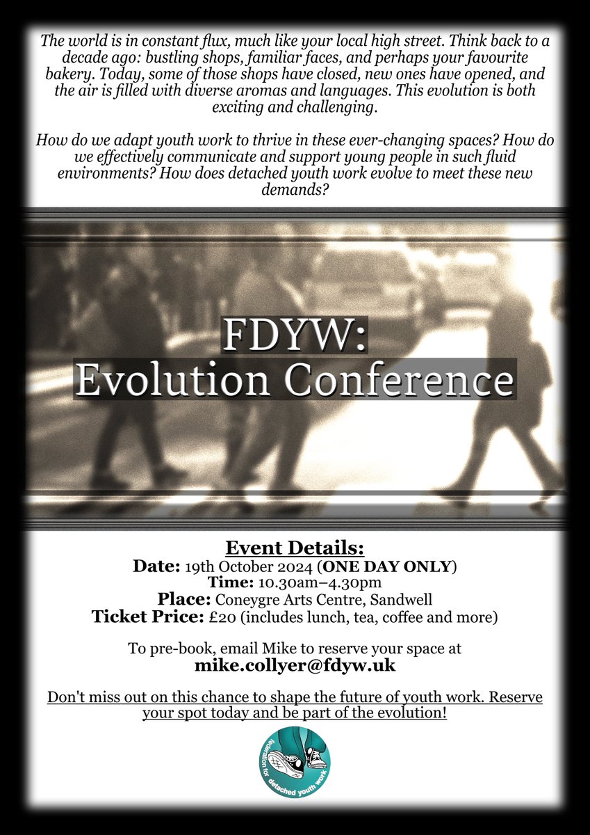 So excited to announce that the <a href="/fdyw/">fdyw</a>  are holding a one day conference. With two amazing key note speakers and 8 workshops to choose from this will be a chance to learn, network and plan. For more information see the poster below and in the description. More news to follow!