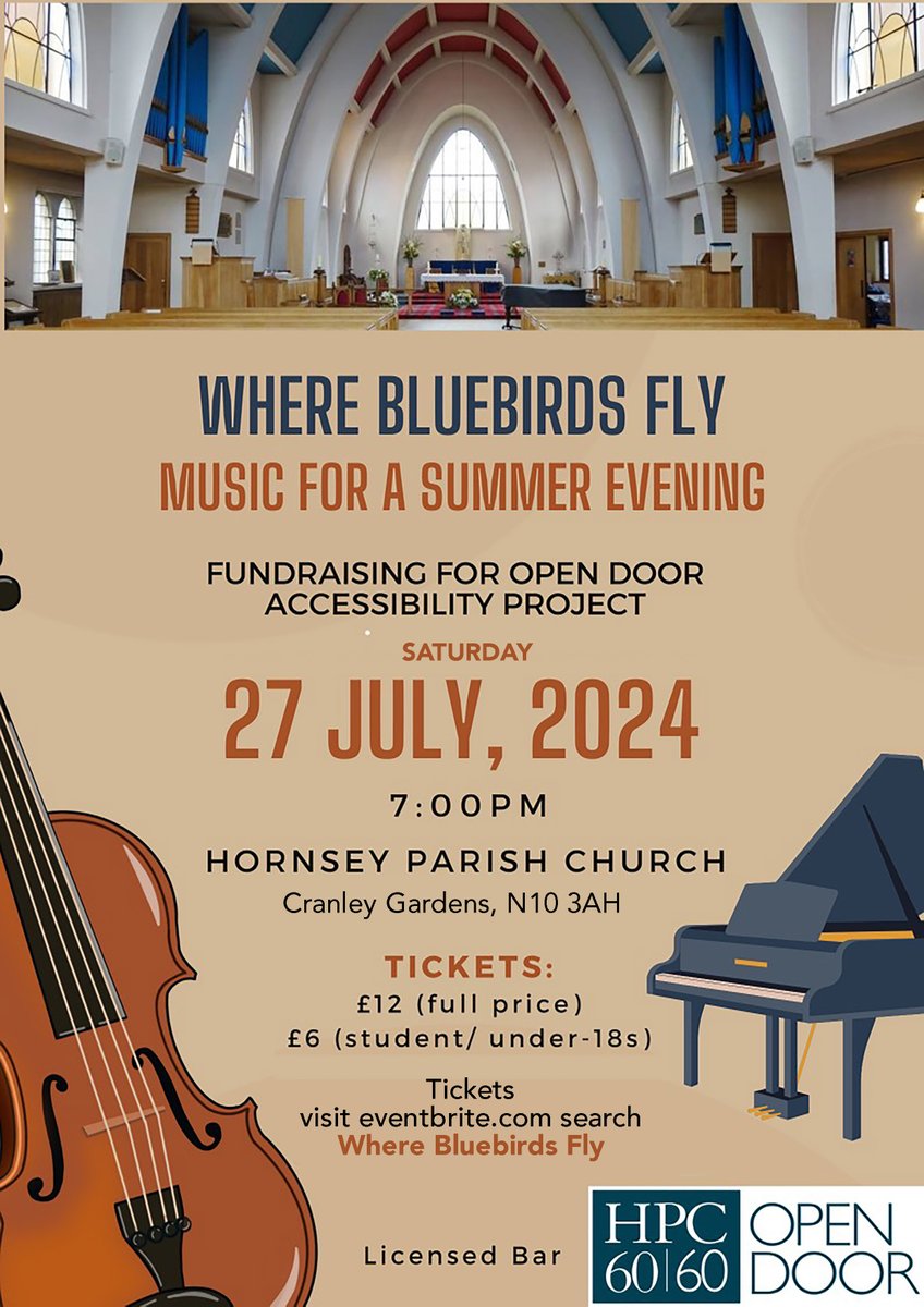 Crouch End Festival (@crouchendfest) on Twitter photo This Saturday. Classical concert at <a href="/hornseychurch/">HornseyParishChurch</a>
Tickets: eventbrite.co.uk/e/where-bluebi… This Saturday. Classical concert at <a href="/hornseychurch/">HornseyParishChurch</a>
Tickets: eventbrite.co.uk/e/where-bluebi…