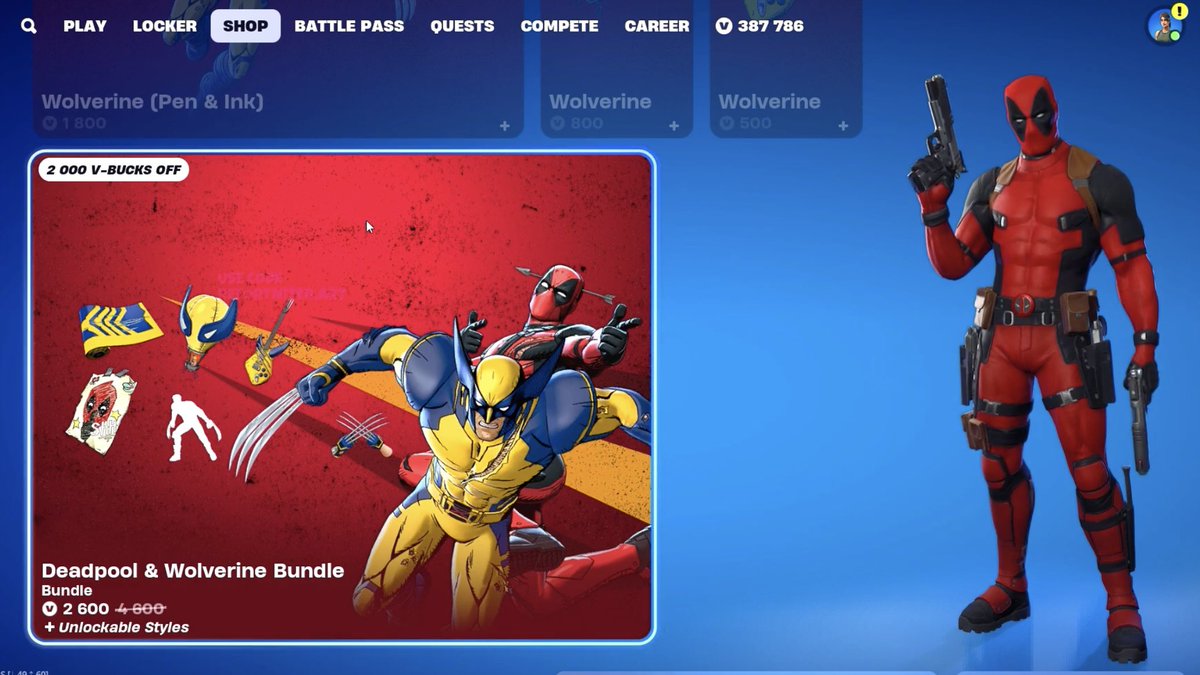 FortnitePV2's tweet image. 🚨GIVEAWAY🚨

I’m choosing 3 people who like this tweet and reply with epic usernames and gifting them the NEW Deadpool &amp;amp; Wolverine Bundle from the Item Shop or a V-Bucks code in DM’s to get it yourself.