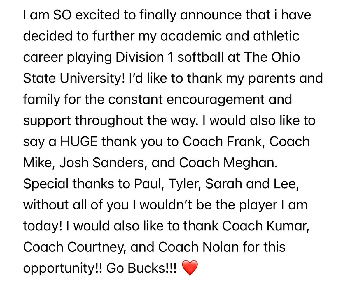 holly steffus (@hollysteffus20) on Twitter photo Committed!!
Iβd like to thank <a href="/Coach2K_OSU/">Kirin Kumar</a> , <a href="/CoachCourtOSU/">Courtney Vierstra</a>, and @CoachNolanOSU for this incredible opportunity!! #gobuckeyes β€οΈβ€οΈ<a href="/VGGagliardi/">VA Glory National Gagliardi 2025</a> <a href="/VAGloryFP/">VA Glory Fastpitch</a> <a href="/j_sanders2117/">Josh Sanders</a> Committed!!
Iβd like to thank <a href="/Coach2K_OSU/">Kirin Kumar</a> , <a href="/CoachCourtOSU/">Courtney Vierstra</a>, and @CoachNolanOSU for this incredible opportunity!! #gobuckeyes β€οΈβ€οΈ<a href="/VGGagliardi/">VA Glory National Gagliardi 2025</a> <a href="/VAGloryFP/">VA Glory Fastpitch</a> <a href="/j_sanders2117/">Josh Sanders</a>