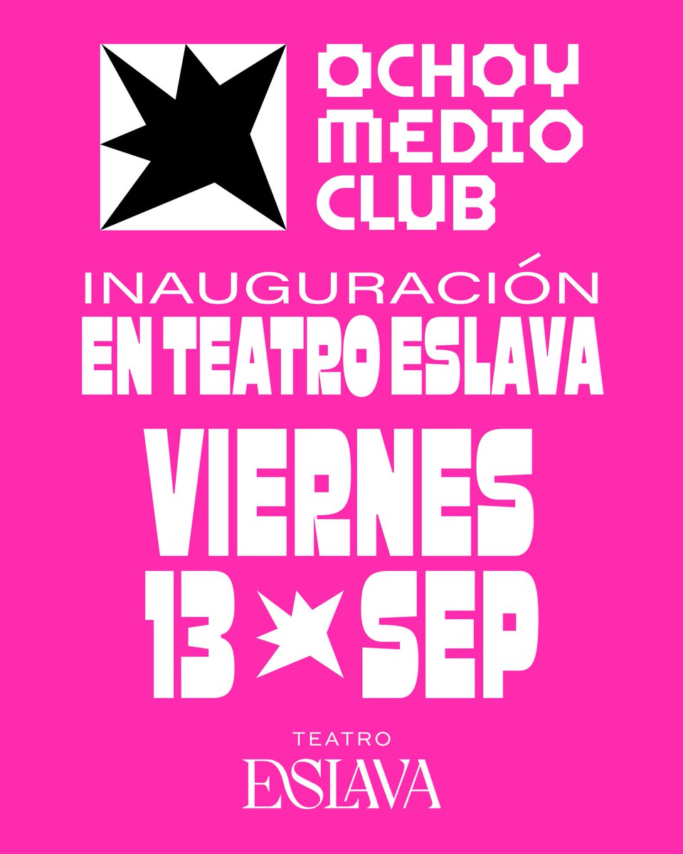 El 13 de septiembre comenzamos una nueva etapa en Joy Eslava!! 🪩💕✨ 

ENTRADAS YA A LA VENTA!!
🎟️ bit.ly/tw_ochoymedio_…

#OchoymedioClub
