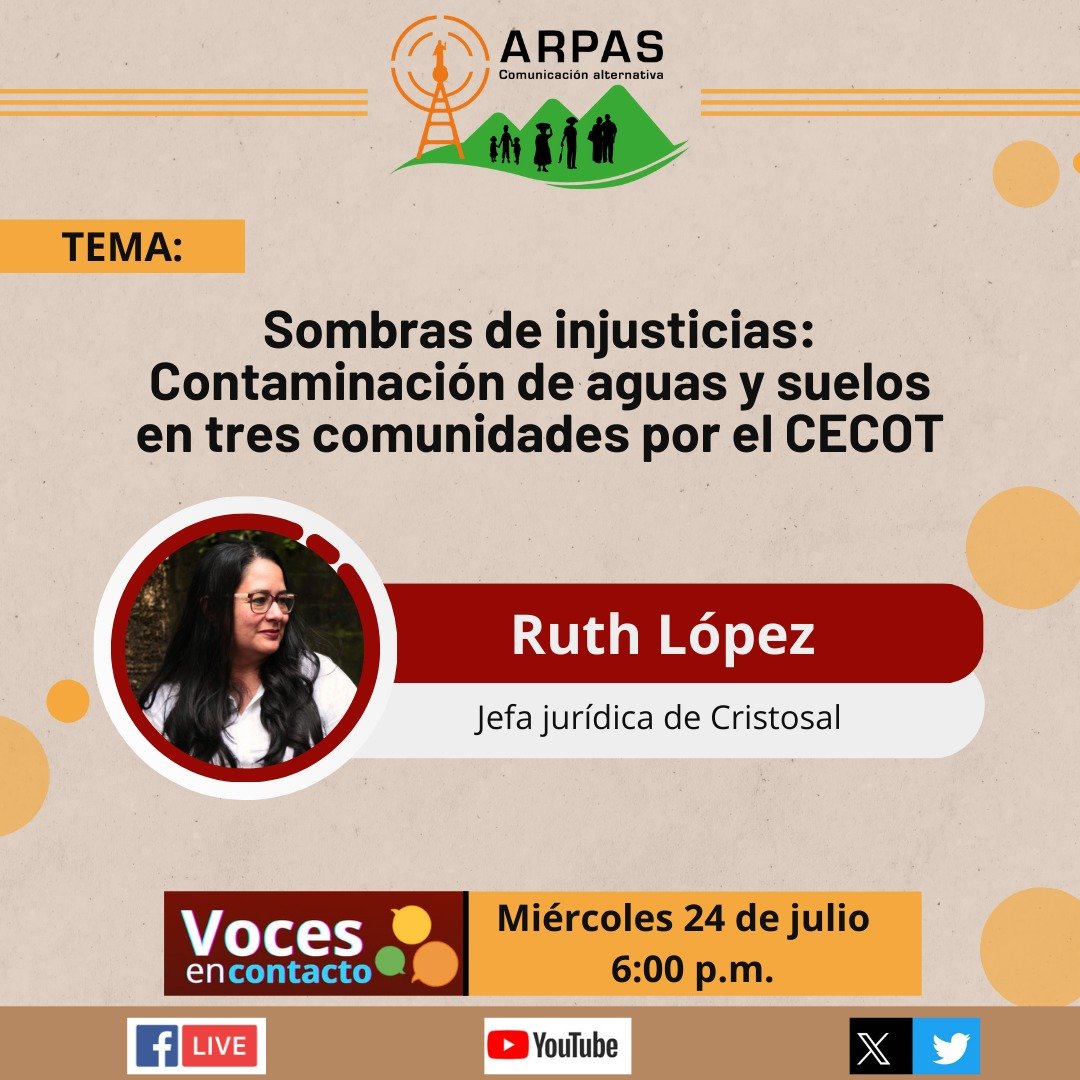 arpassv's tweet photo. #VocesEnContacto| Te invitamos a #LaEntrevista para este día.  

"Sombras de injusticias"  

👉Invitada: @Ruth_Lopez1977 de @Cristosal

⏰Hora: 6:00 pm vía Facebook Live y en la 92.1FM  

#ARPAS #RedArpas https://t.co/BqzJJe2WSD