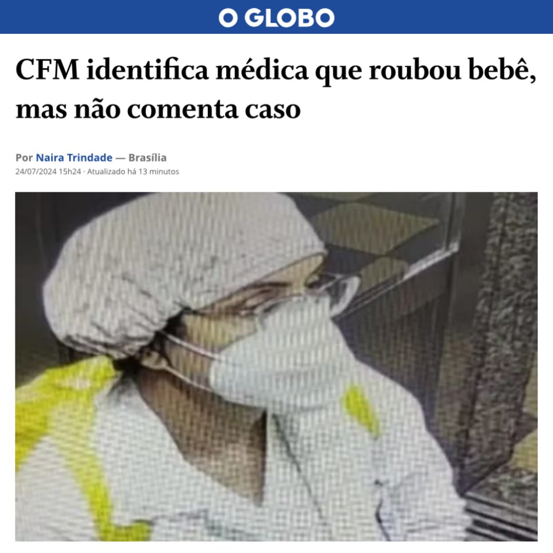 🔴 MAS E A VIDA DO BEBÊ?

Sabem o Conselho Federal de Medicina, que meses atrás tentou proibir o aborto no Brasil em casos de estupro e apoiou o PL da Gravidez Infantil?

Então, hoje, o mesmo CFM disse que não vai comentar o caso de uma médica que ROUBOU UM BEBÊ. Vem entender 👇🏽